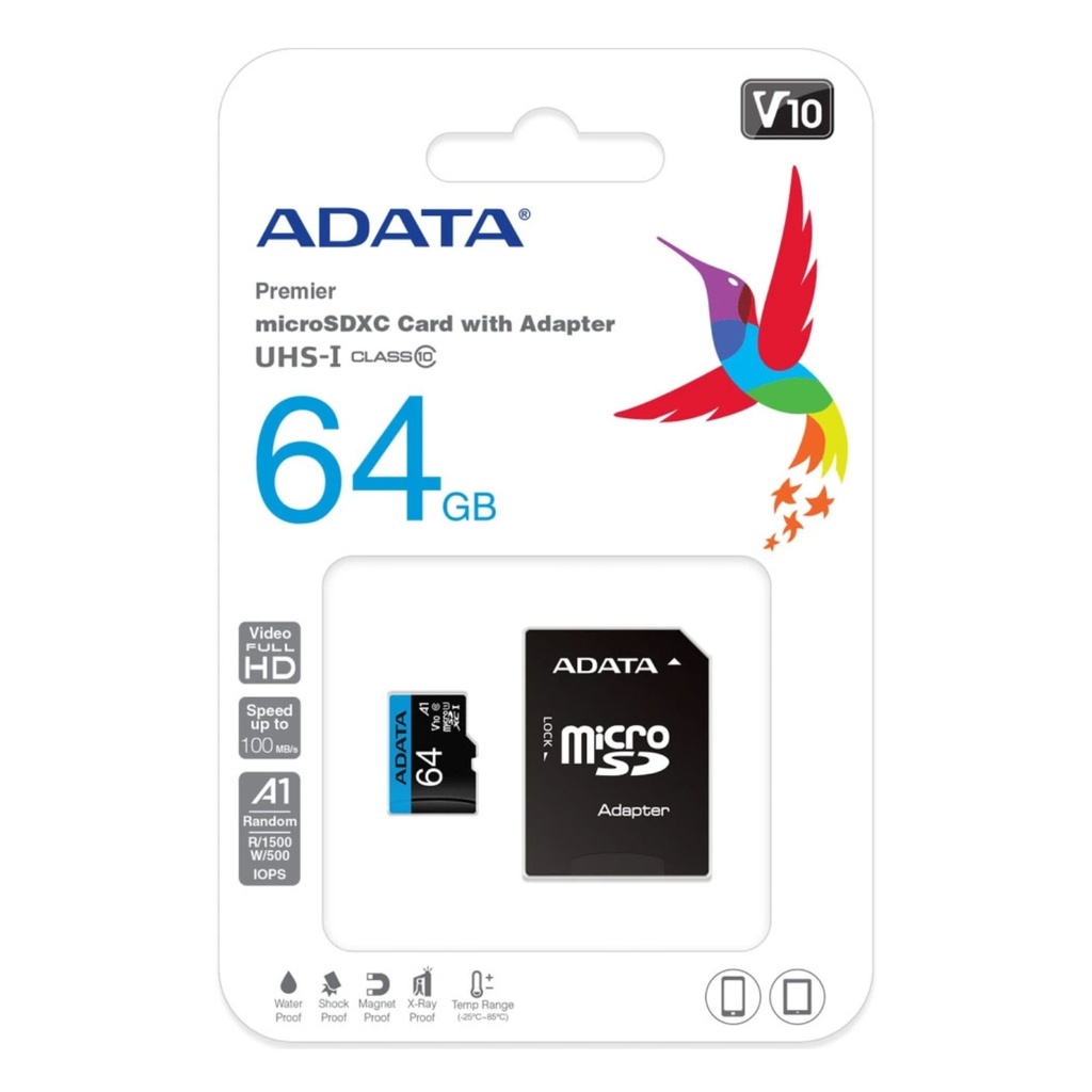 Memoria Micro SD ADATA 64GB Clase 10 Con Adaptador 