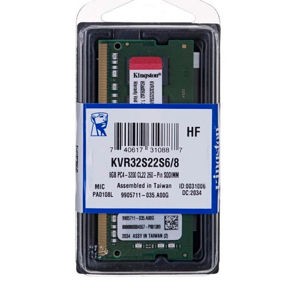 Memoria RAM Kingston 8GB DDR4 3200MHz Portátil Configuración Estrecha