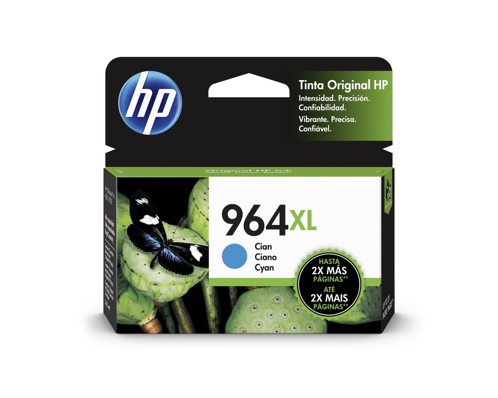 Cartucho Original De Tinta Hp 964xl Alto Rendimiento Cian, 1.600 Páginas, 22.77 ml