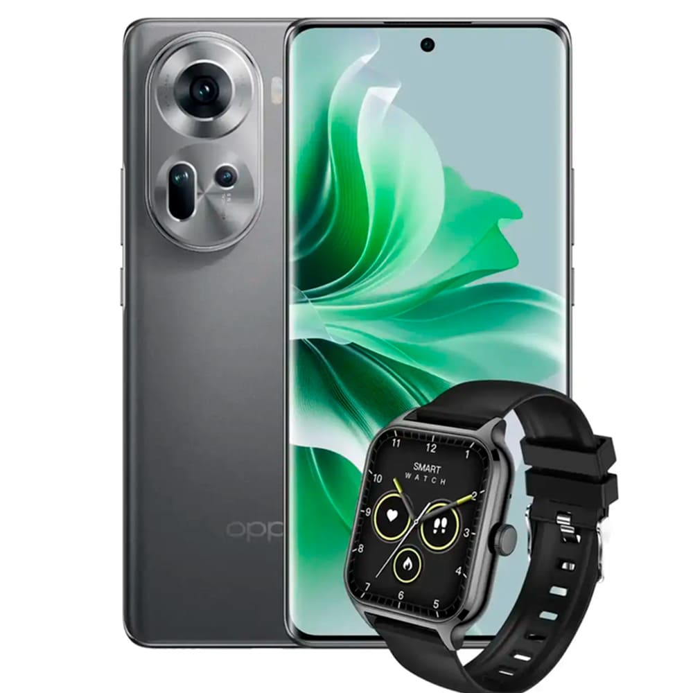 Celular Oppo Rock Grey Reno11, 5G,  256GB Memoria Interna y 12GB RAM + Smartwatch