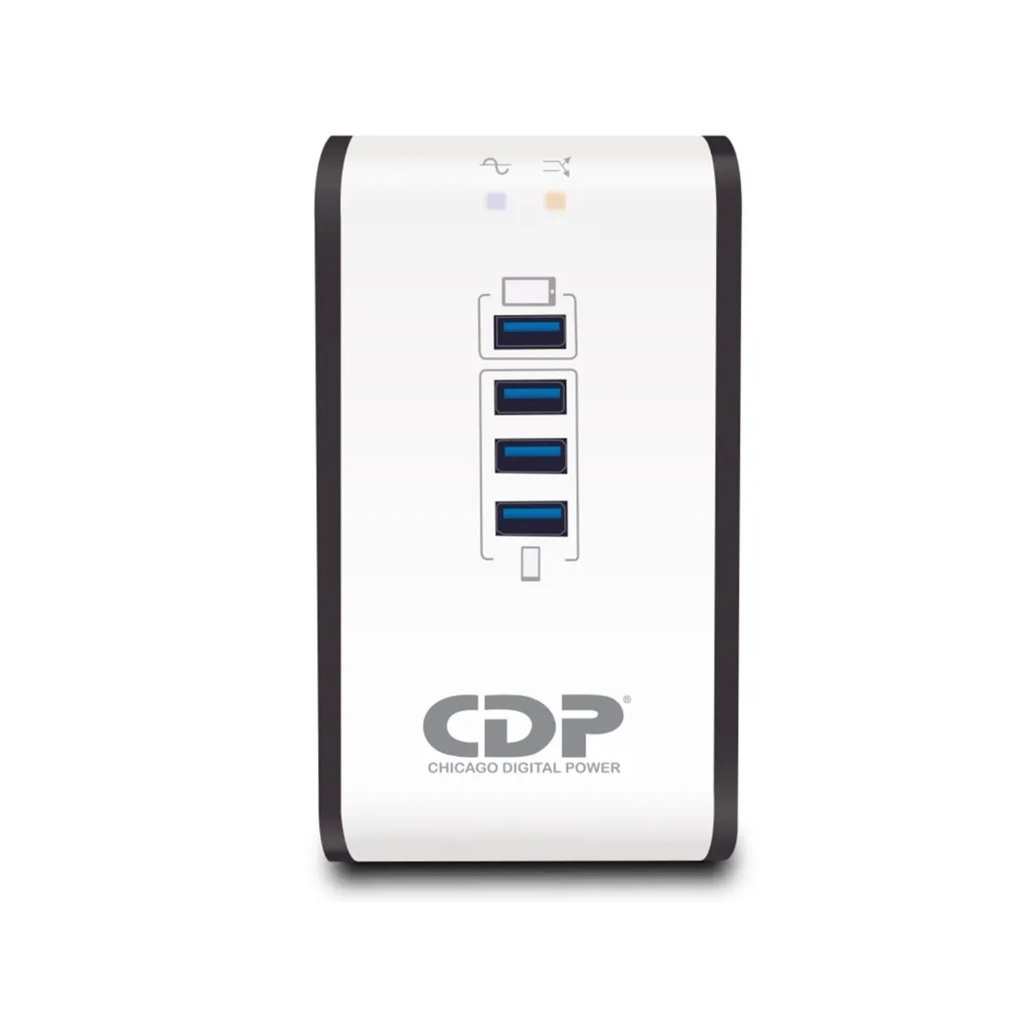 Regulador de Voltaje CDP, 1000VA/500W 8 Tomas de Salida Puerto USB