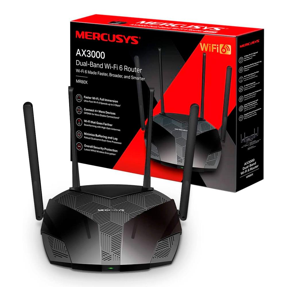 Router Mercusys Wi-Fi 6 AX3000 Doble Banda Modelo MR80X