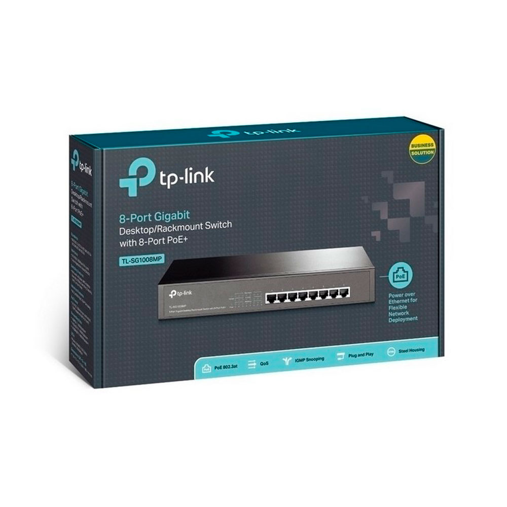Switch TP-LINK PoE de 8 Puertos Gigabit - Negro