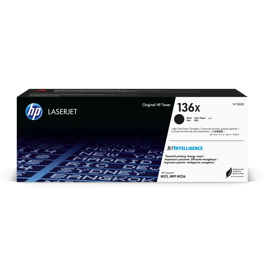 Cartucho Original de Tóner HP 136X Alto Rendimiento Negro, 2.600 Páginas