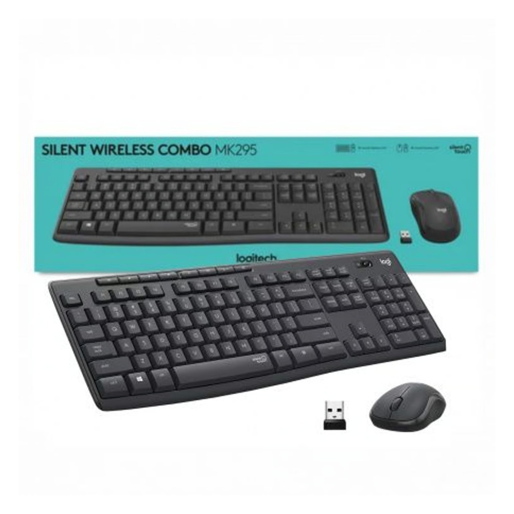 Kit Teclado Y Mouse Logitech Silencioso MK295 Negro