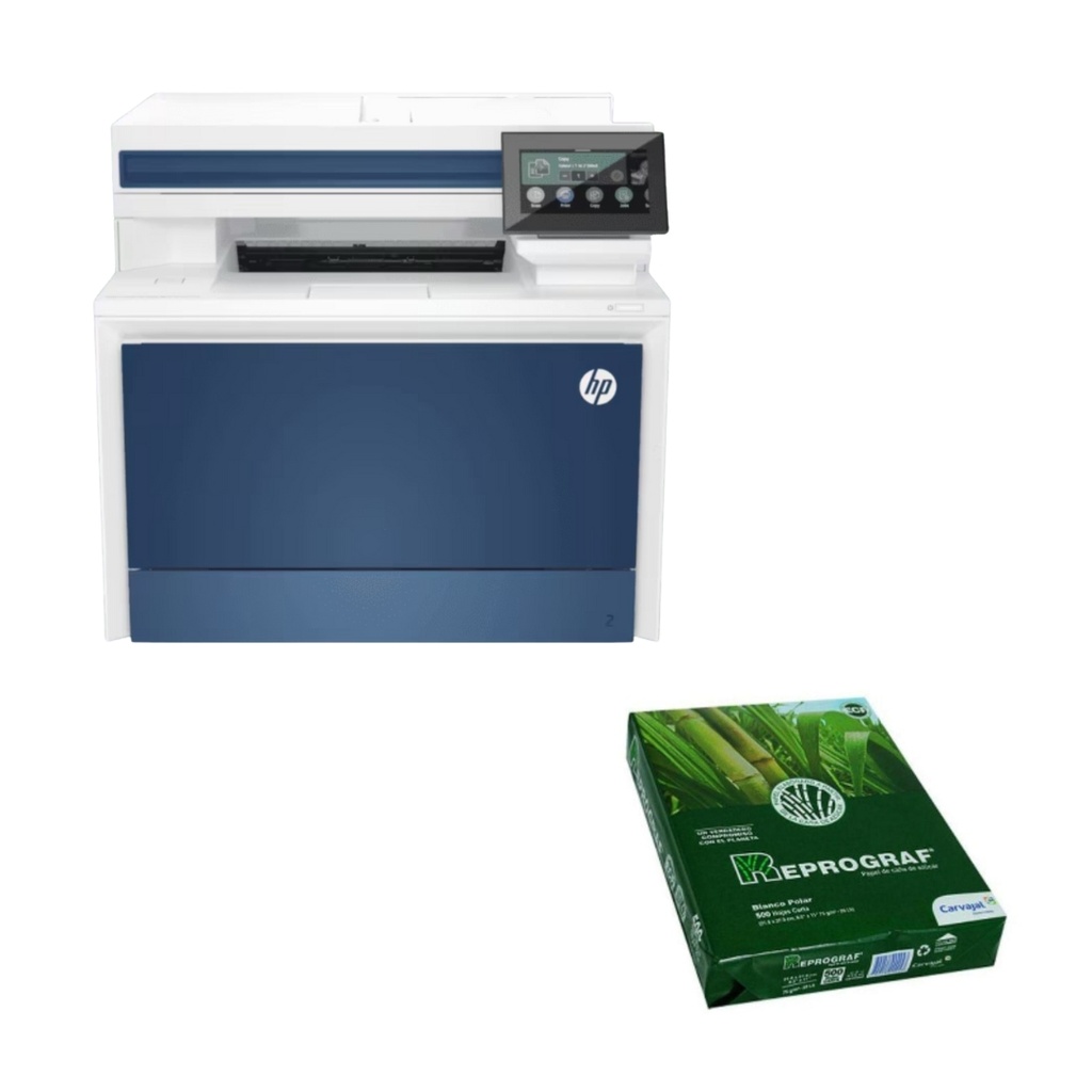 Combo Impresora Multifuncional HP Laserjet Pro 4303fdw Color Azul + Resma