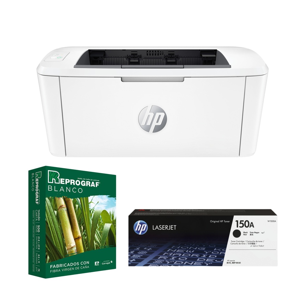 Combo Impresora HP LaserJet M111w + Cartucho De Tóner HP 150A + Resma