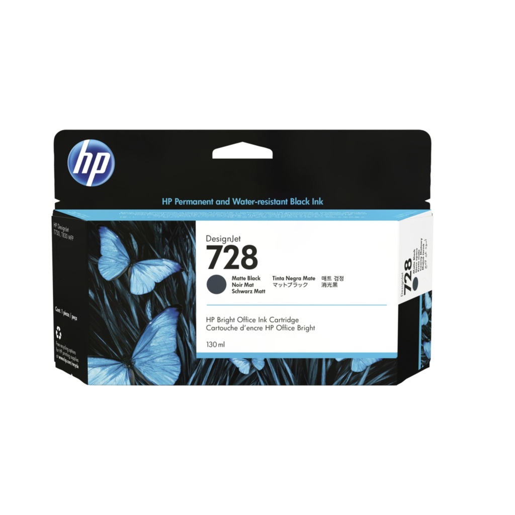 Cartucho Original De Tinta HP 728 Negro Mate 130 ml  