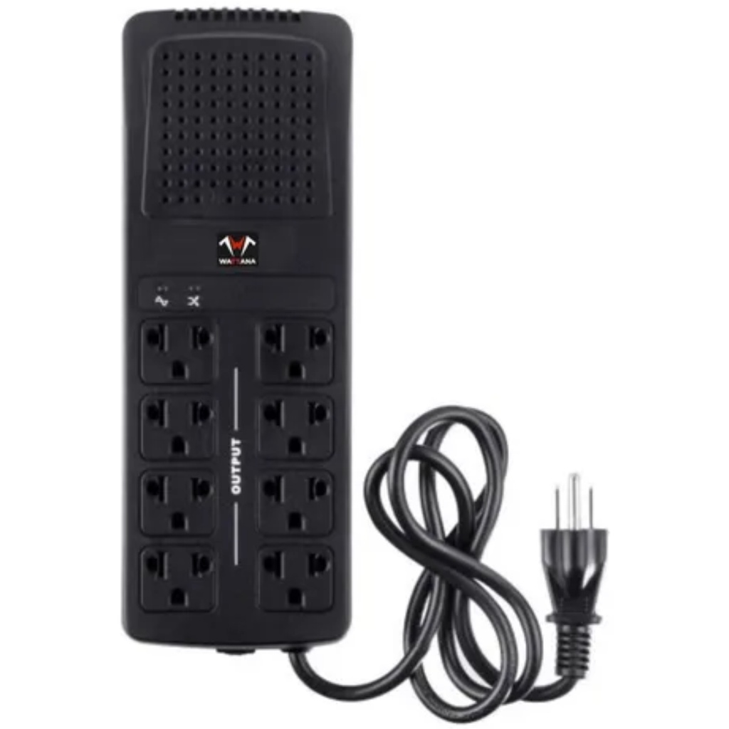 Regulador Estabilizador De Voltaje Wattana 1200VA/600W, 8 Salidas Color Negro 