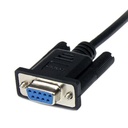 Cable de módem nulo DB9 RS232 negro de 1 m F/M