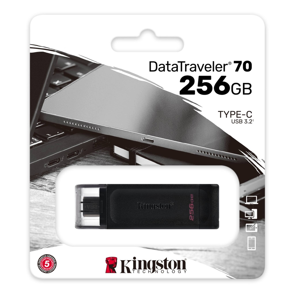 Memoria USB-C Kingston 256GB 3.2 Gen 1 - Negro