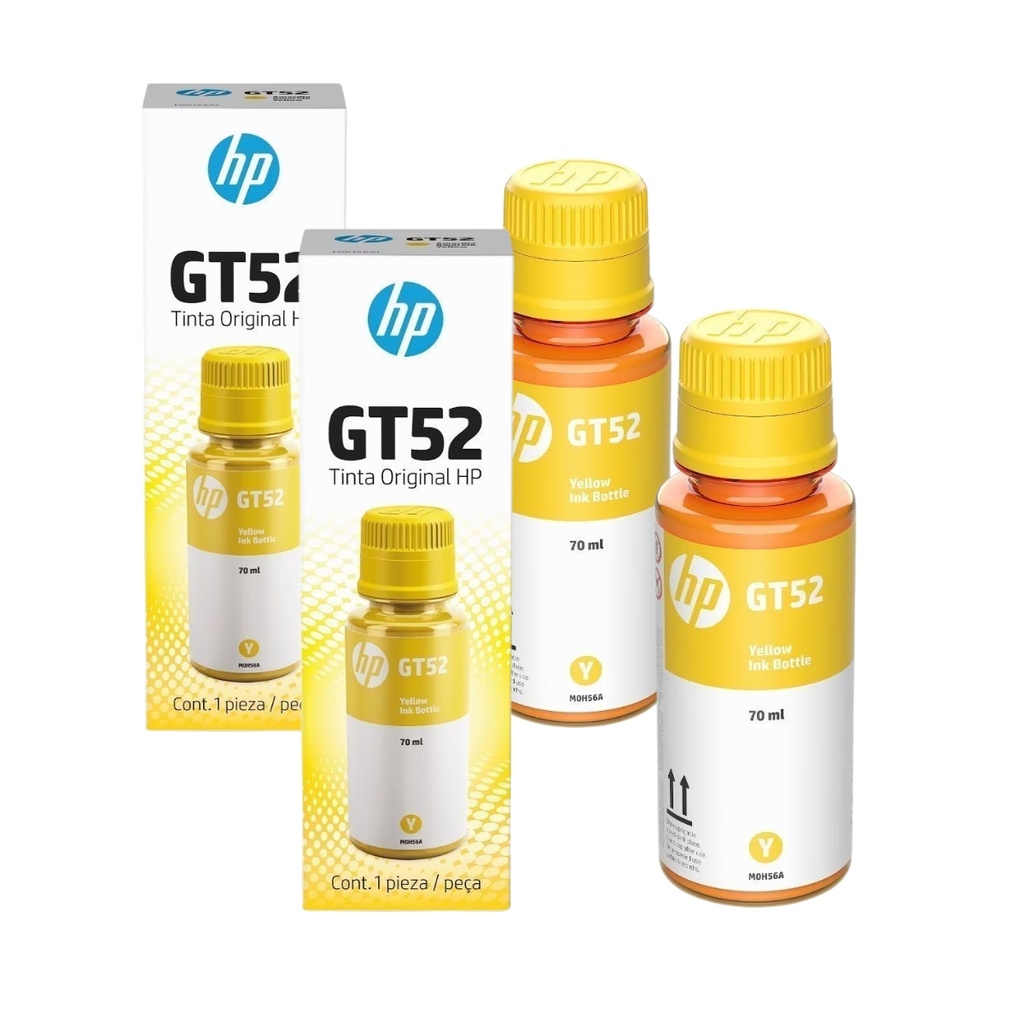 Combo De 2 Botellas De Tintas Hp Gt52 Amarilla