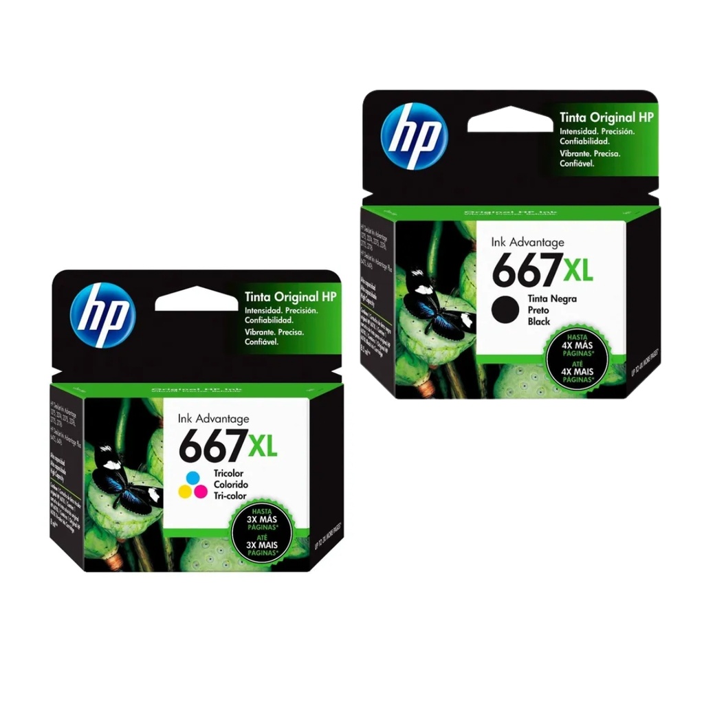 Combo Tinta Hp 667xl Negra + 667xl Tricolor