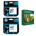 Kit Cartuchos Tinta Original Hp 667 Negro Y 667 Tricolor + Resma   