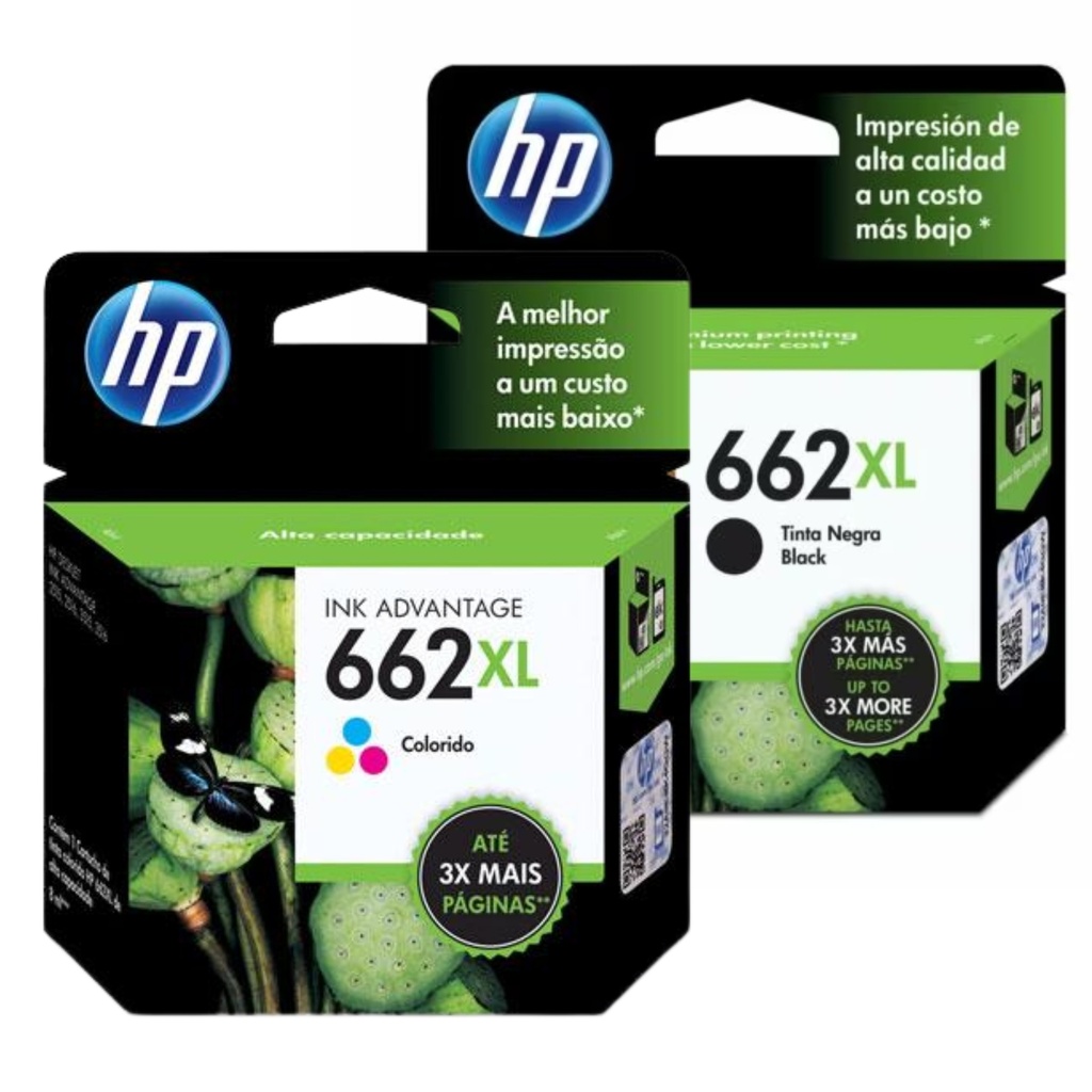 Combo De 2 Cartuchos De Tinta Hp Un 662XL Negro Y Un 662XL Tricolor  