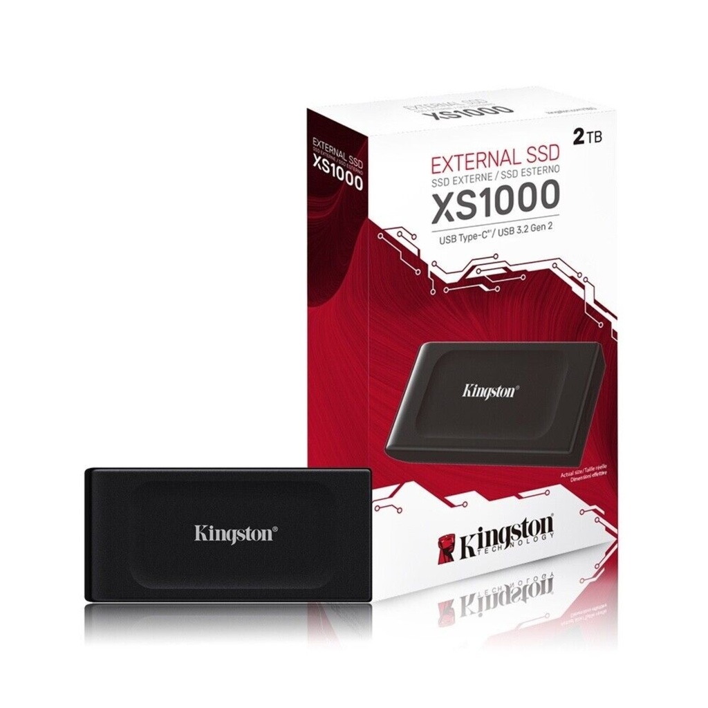 UNIDAD SOLIDA PORTABLE KINGSTON SSD XS1000 EXTERNA 2TB USB 3.2 GEN 2 - NEGRO