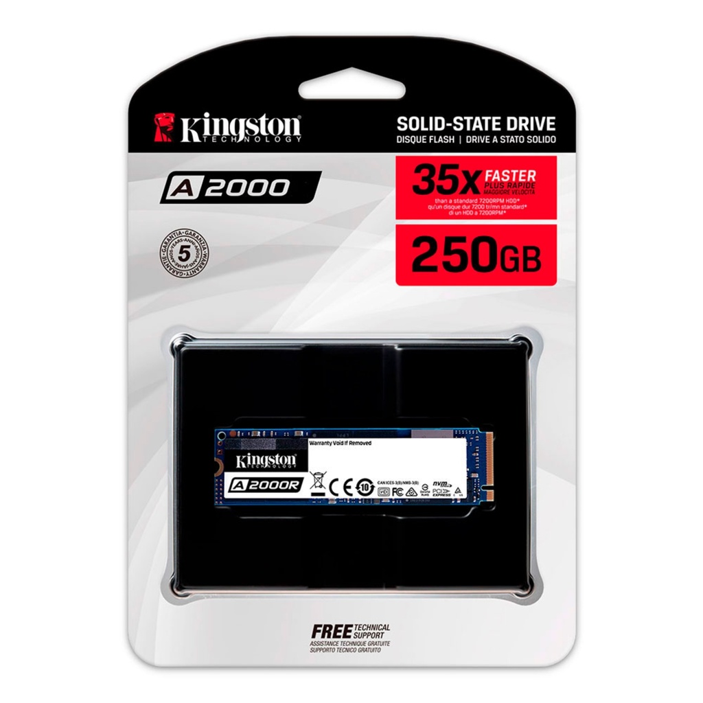 Unidad De Estado Sólido SSD Kingston A2000 250GB M.2 PCIe NVMe