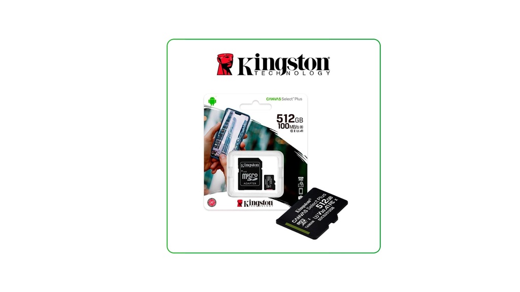 Memoria Micro SD Kingston Canvas GO Plus 512GB V30 Con Adaptador