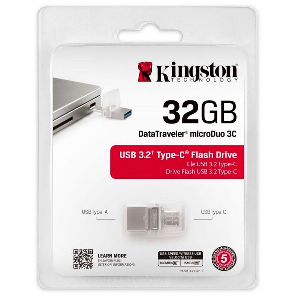 Memoria USB Kingston Plateado Microduo 3C 32GB 